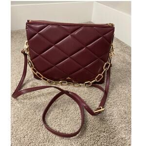 New Aldo Quilted Shoulder Cross Body Purse, Maroon